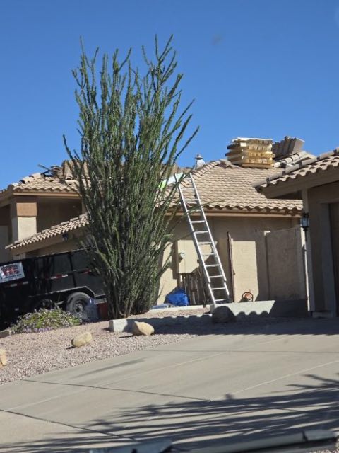 Roof replacement in progress